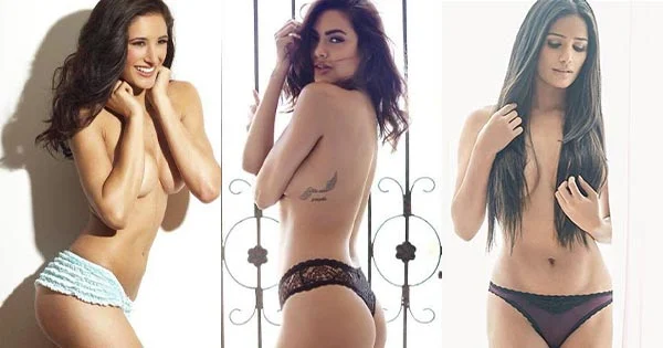 9 topless Bollywood actresses posing in nothing but underwear or tiny shorts.