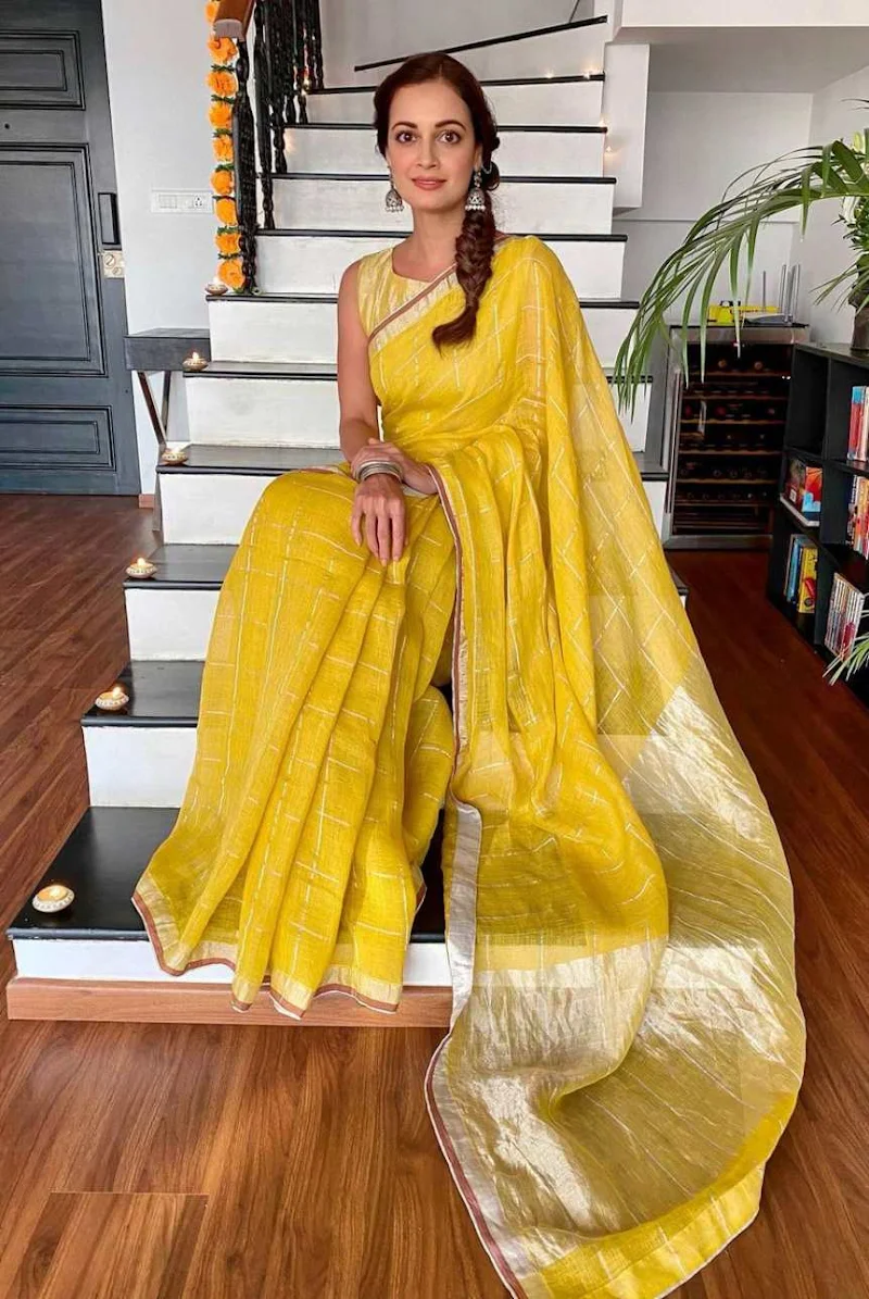 dia mirza yellow saree bollywood actress