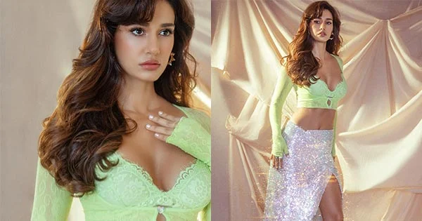 Disha Patani shows ample cleavage and sexy legs in crop top and thigh high slit skirt – see now.