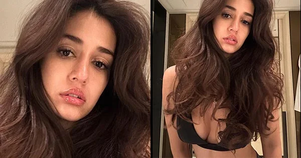 Disha Patani cleavage tiny black top