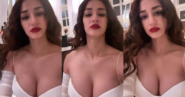 disha patani cleavage white dress busty indian