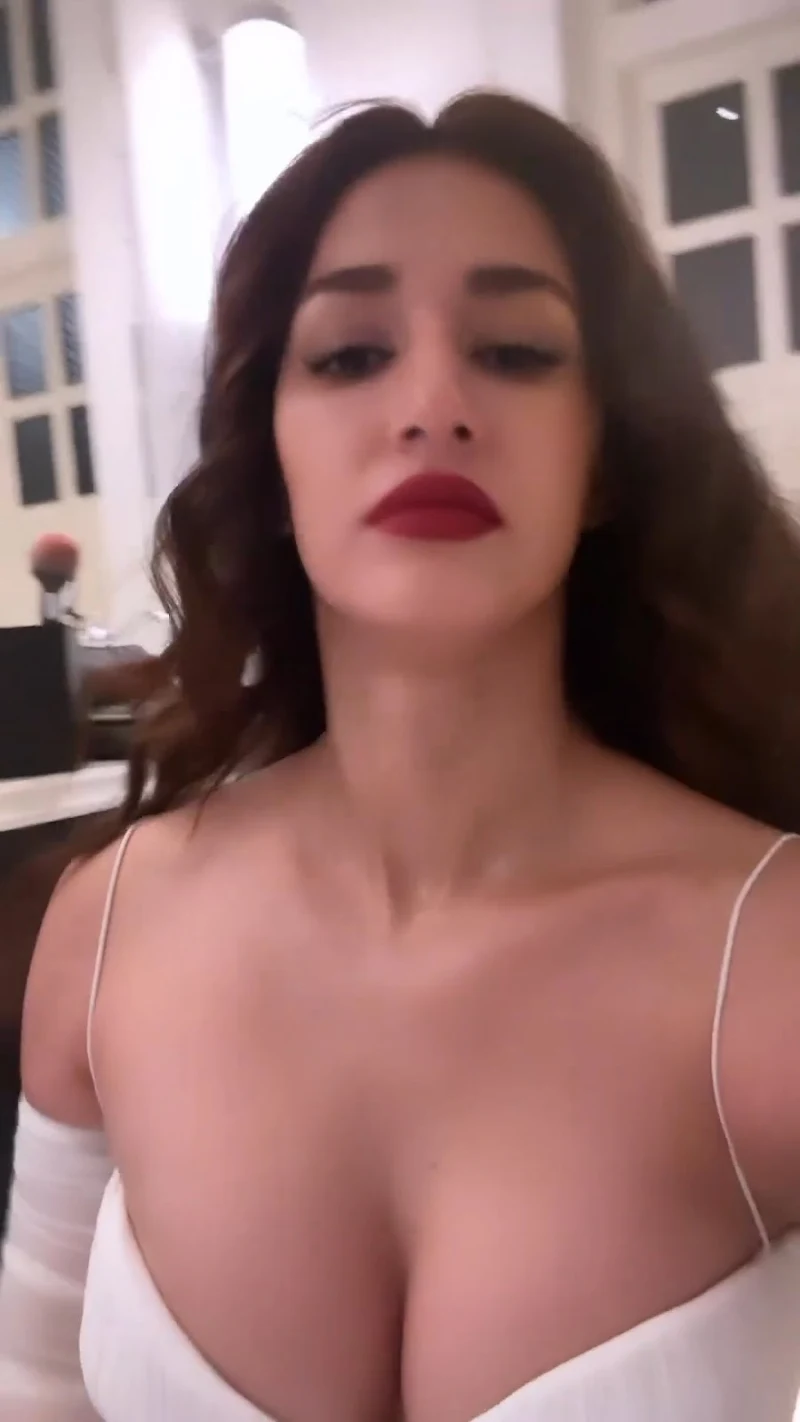 disha patani cleavage white dress busty indian