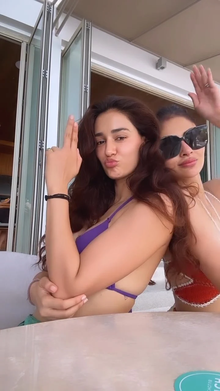 disha patani purple bikini cleavage busty indian