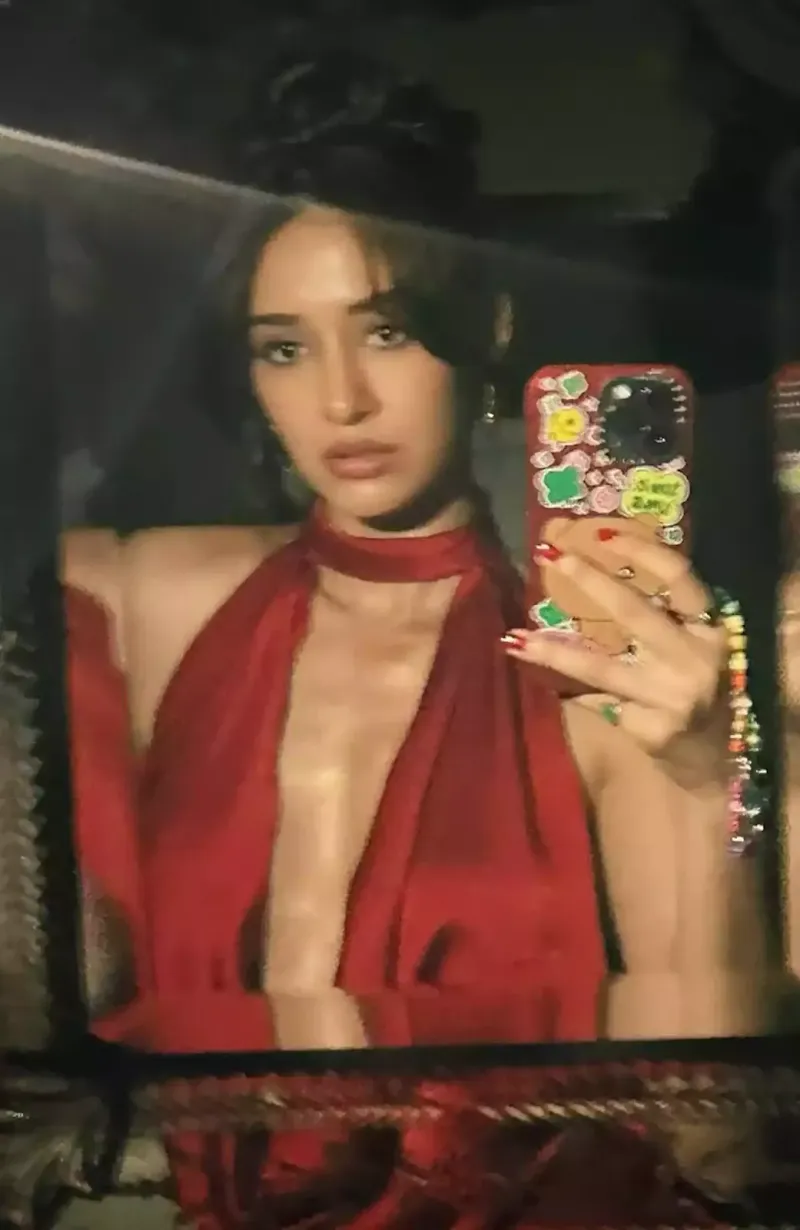 disha patani red dress cleavage yodha actress