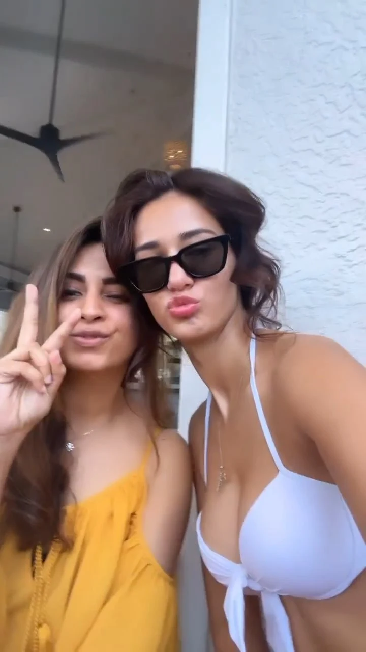 disha patani white bikini cleavage sexy body