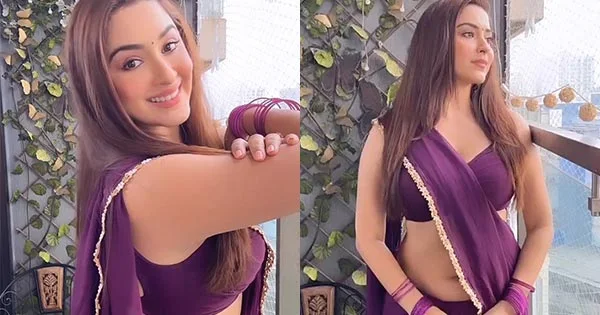 Esshanya Maheshwari in navel baring purple saree looks stunning – see new video.