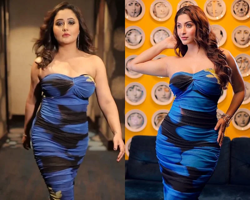 esshanya maheshwari rashami desai curvy tight dress