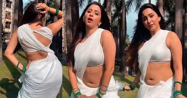 Esshanya Maheshwari in navel baring white saree dances to Oo Antava song – watch video.