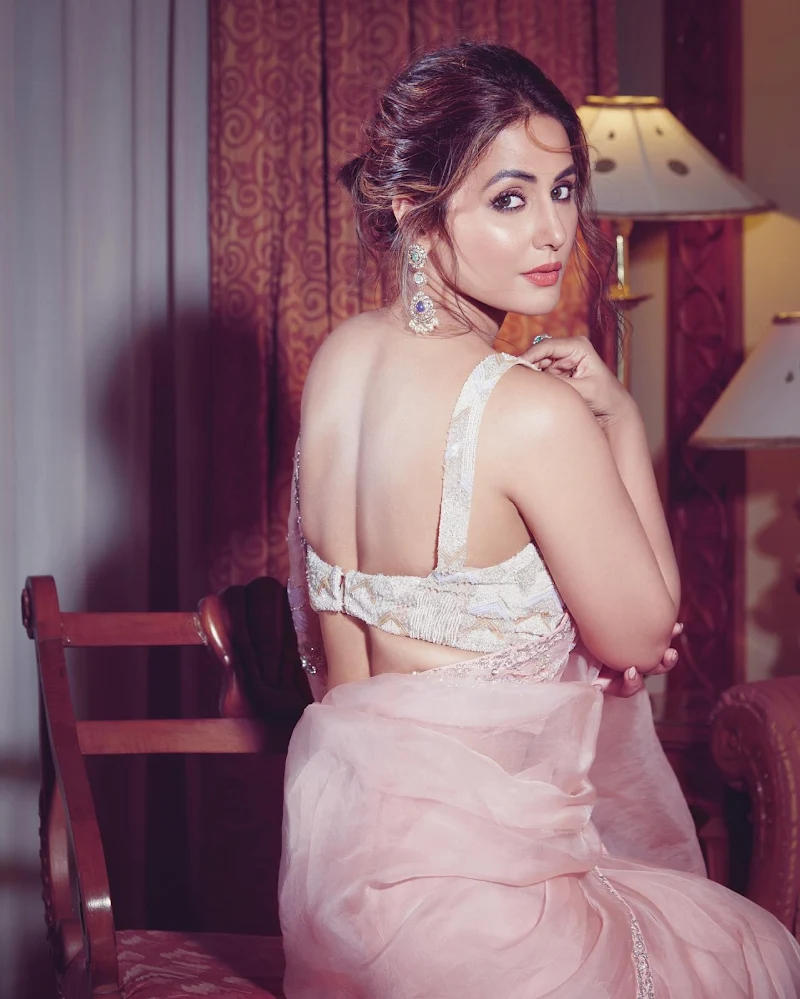 Hina Khan backless saree hot actress