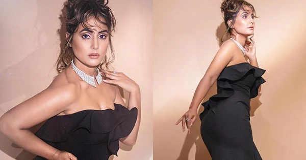 HIna Khan in this black off shoulder dress flaunts her fine curves – see photos.