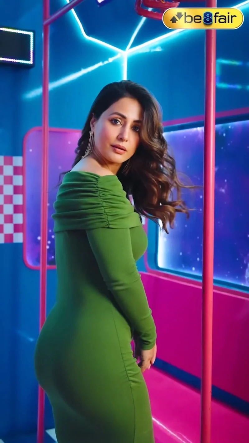 hina khan bodycon green dress booty sexy body