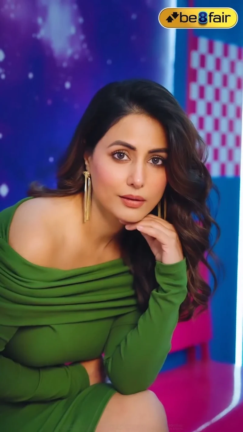 hina khan bodycon green dress sexy face