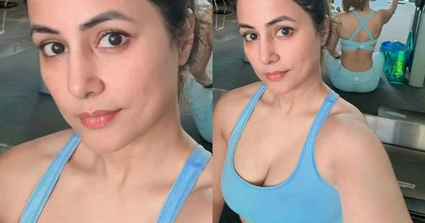 Hina Khan turns the heat up with latest selfie in cleavage baring sports bra and leggings – see now.