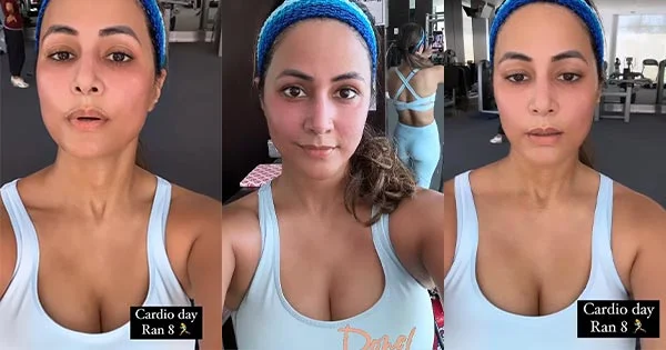 Hina Khan shared new post workout video selfie – showed sweat glow and ample cleavage.