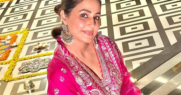 hina khan pink sharara suit diwali outfit