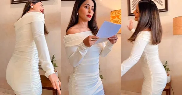 Hina Khan’s latest hot reel in short tight fit white dress hugging her sexy body – see video and pics.