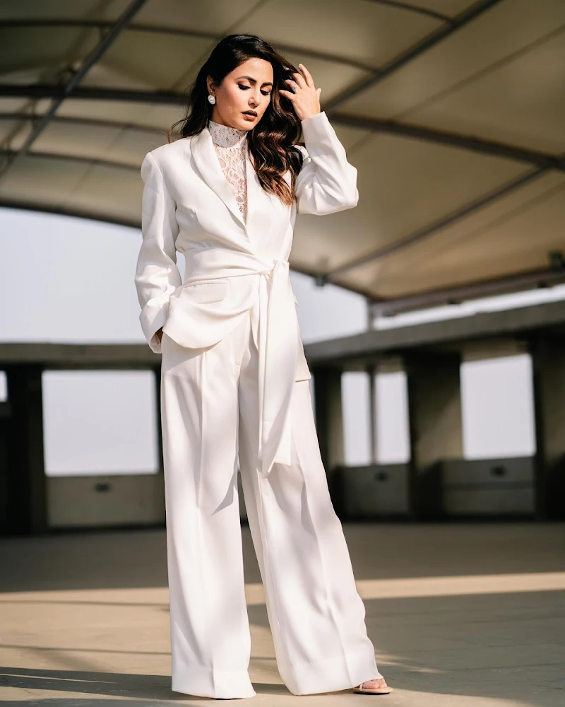 hina khan white pantsuit hot actress