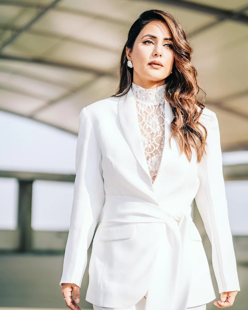 hina khan white pantsuit hot actress