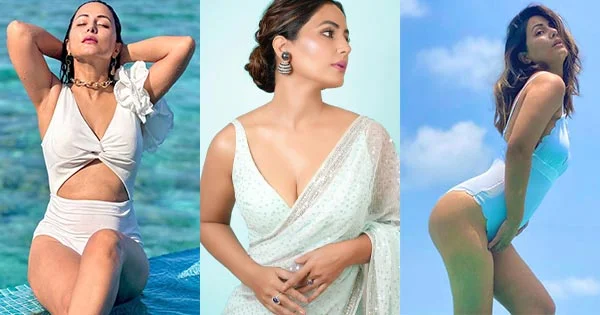 10 hot photos of Hina Khan in white saree, swimsuit and stylish outfits – see now.