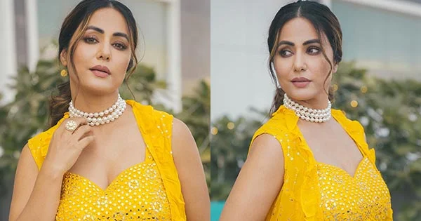 Hina Khan yellow outfit beautiful actress