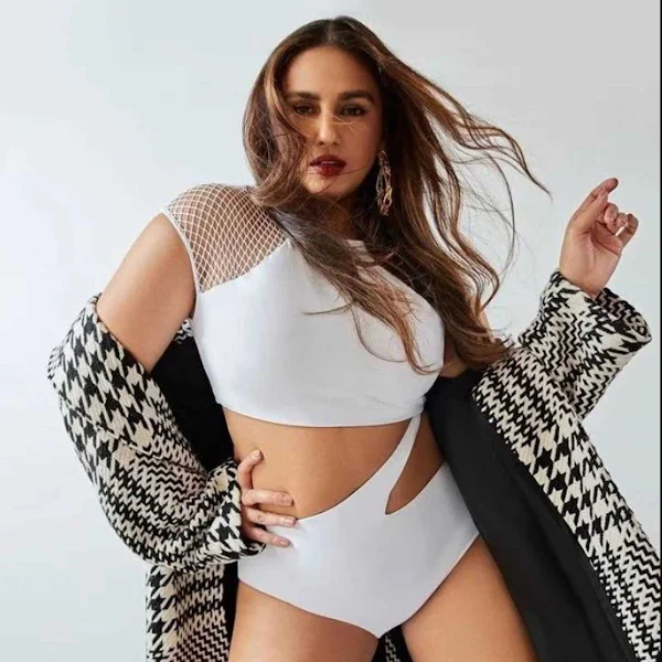 huma qureshi white swimsuit hot actress