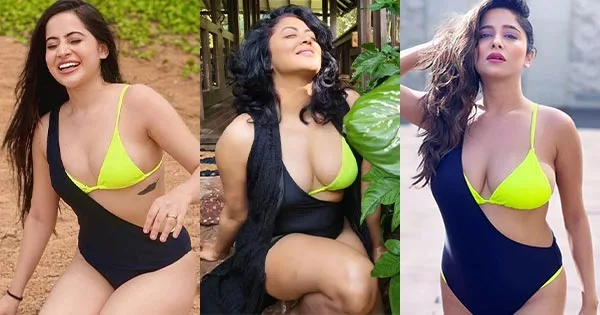 5 Indian actresses in same bikini/swimsuit.