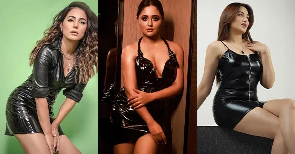 10 Indian TV actresses in black latex/leather outfits looking stunning hot.