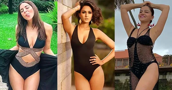 7 Indian TV actresses in black swimsuit flaunting their fine sexy body – see now.