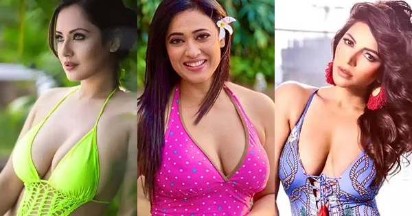 8 Indian TV actresses who put on a busty display in one piece swimsuit.