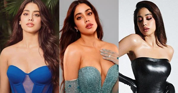 Janhvi Kapoor cleavage off shoulder dress curvy actress