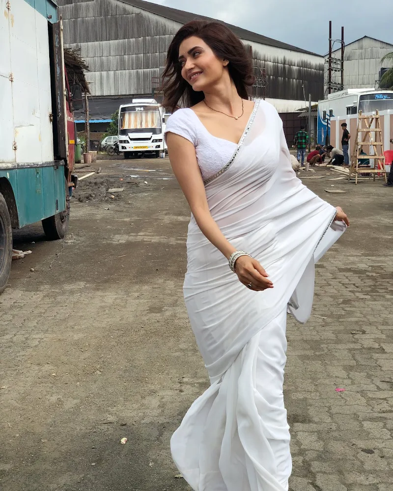 Karishma Tanna white saree indian tv actress