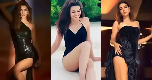 10 Kriti Sanon sexy legs show pics in black dresses and swimsuit which set social media on fire.