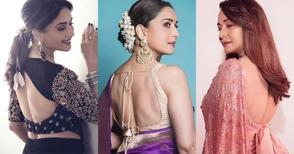 15 hot photos of Madhuri Dixit in backless sarees.