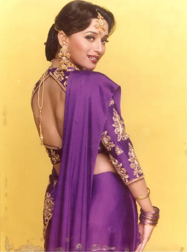 madhuri dixit backless saree hot actress