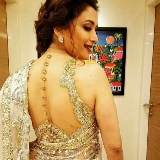 madhuri dixit backless saree hot actress