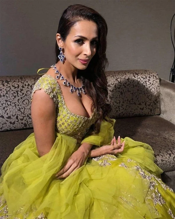 Malaika Arora cleavage saree hot busty bollywood actress