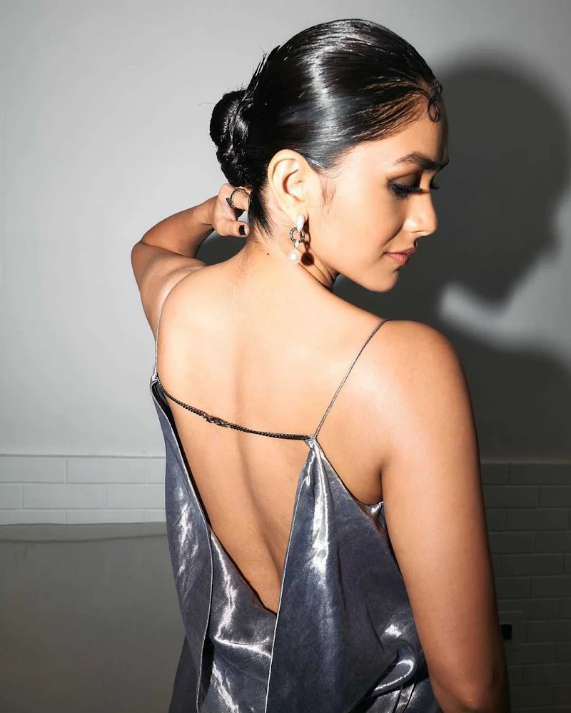 Mrunal Thakur backless dress bollywood actress