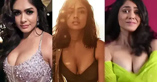 mrunal thakur cleavage hot busty indian actress