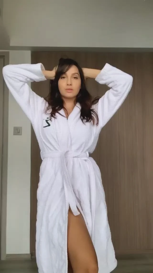 Nora Fatehi bathrobe bollywood actress