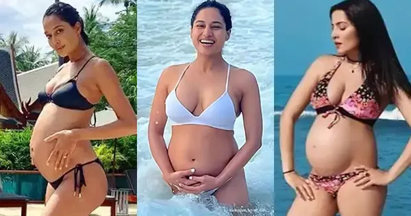 10 pregnant Indian actresses in bikini and swimsuits.