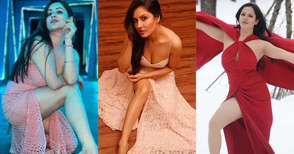 puja banerjee sexy legs high slit hot actress