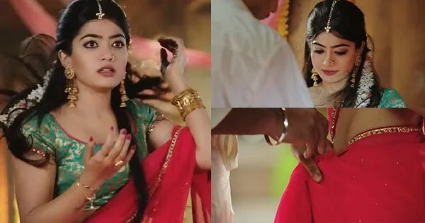 Rashmika Mandanna – saree drape hot scene. Watch video from Yajamana.