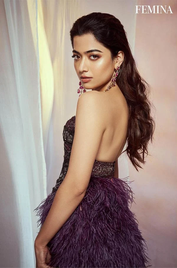 Rashmika Mandanna sexy back dress hot south Indian actress