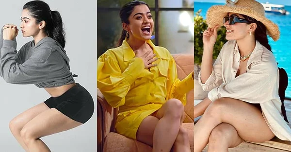 25 hot photos of Rashmika Mandanna flaunting her sexy legs in shorts, dresses and high slit gowns.