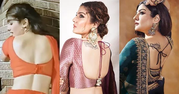 7 hot photos of Raveena Tandon in sarees with backless/low back blouses – see now.