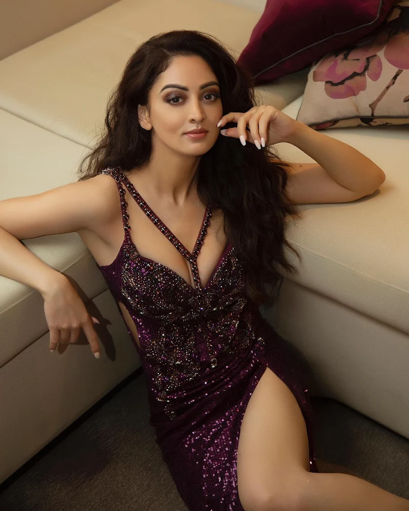 sandeepa dhar sexy legs thighs high slit dress indian actress