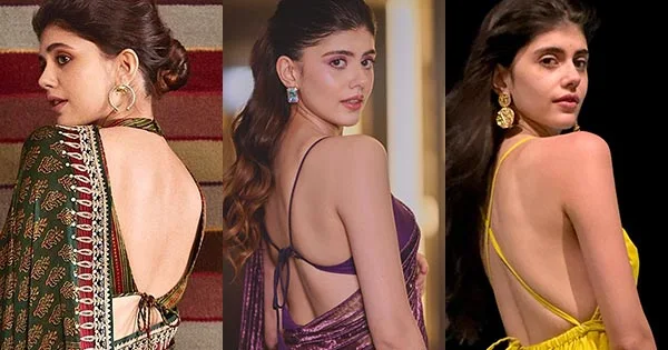 sanjana sanghi backless saree dress hot actress