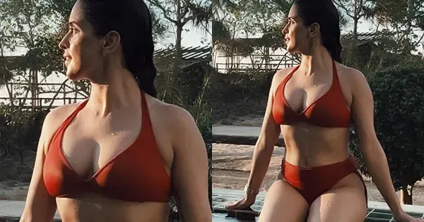 sanya malhotra in bikini cleavage sexy body