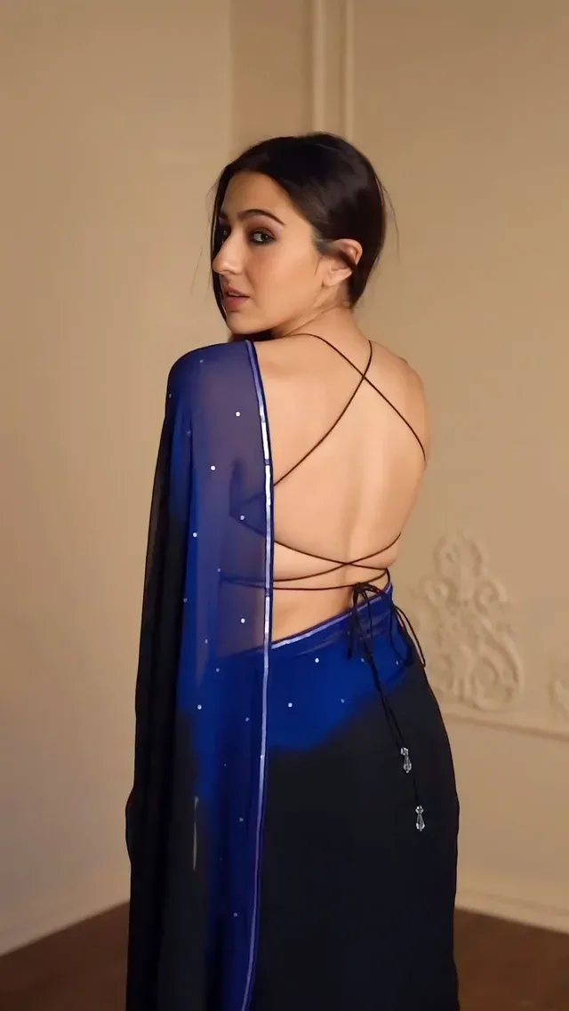 Sara Ali Khan backless saree hot bollywood actress