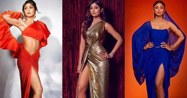 21 hot photos of Shilpa Shetty flaunting her sexy legs in high slit dresses.